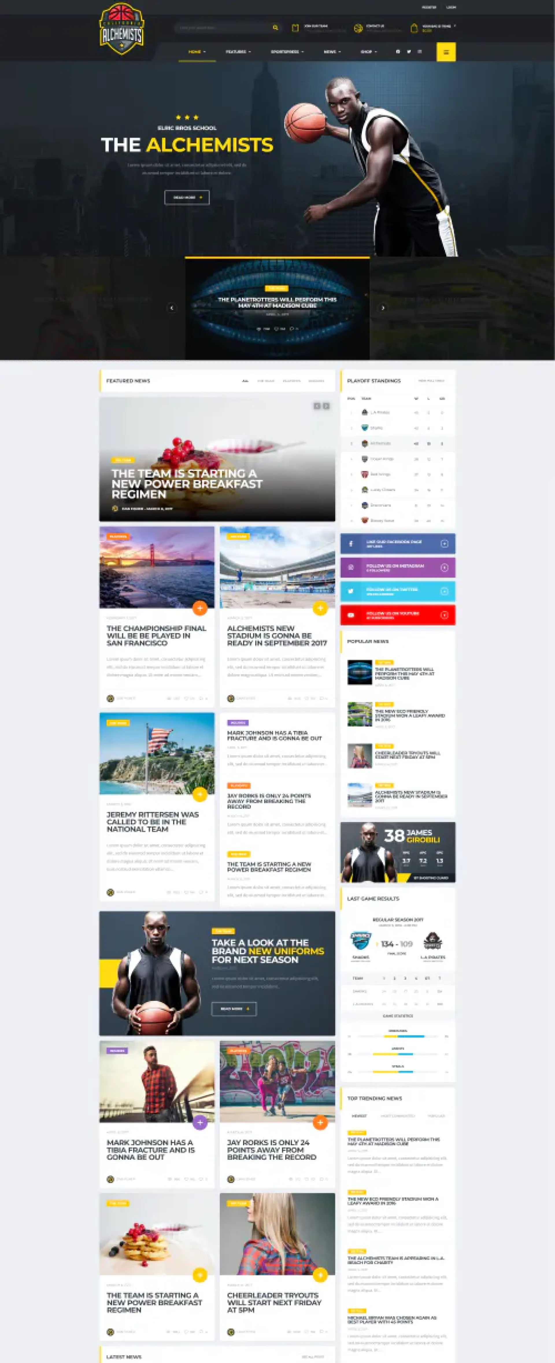 Plateforme pour Clubs de Basketball et Actualités Sportives