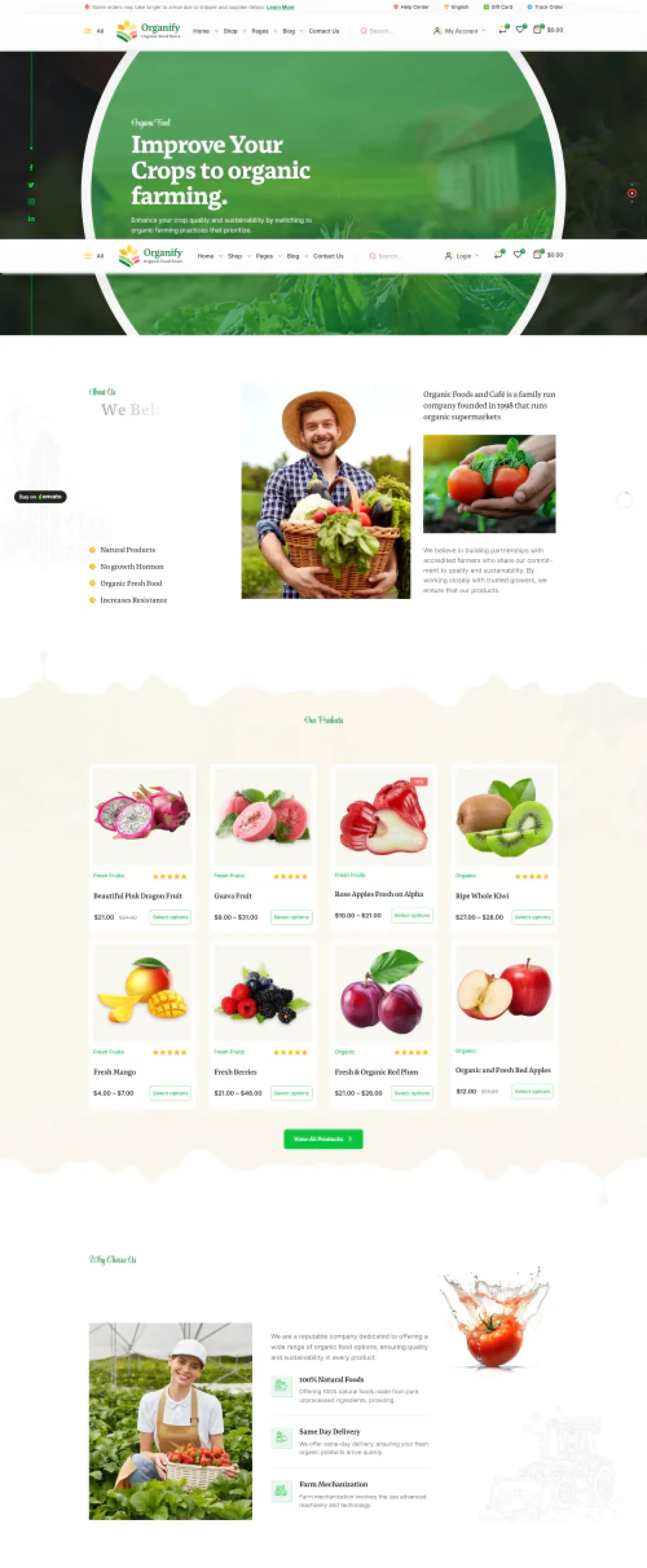 Template eCommerce pour Boutiques Bio