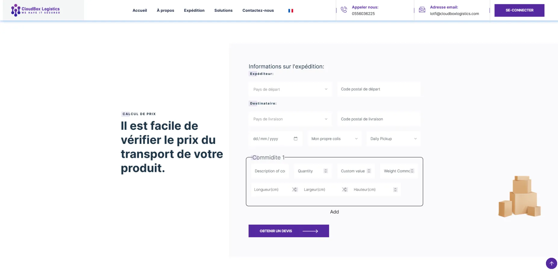 La plateforme CloudBox Logistics
